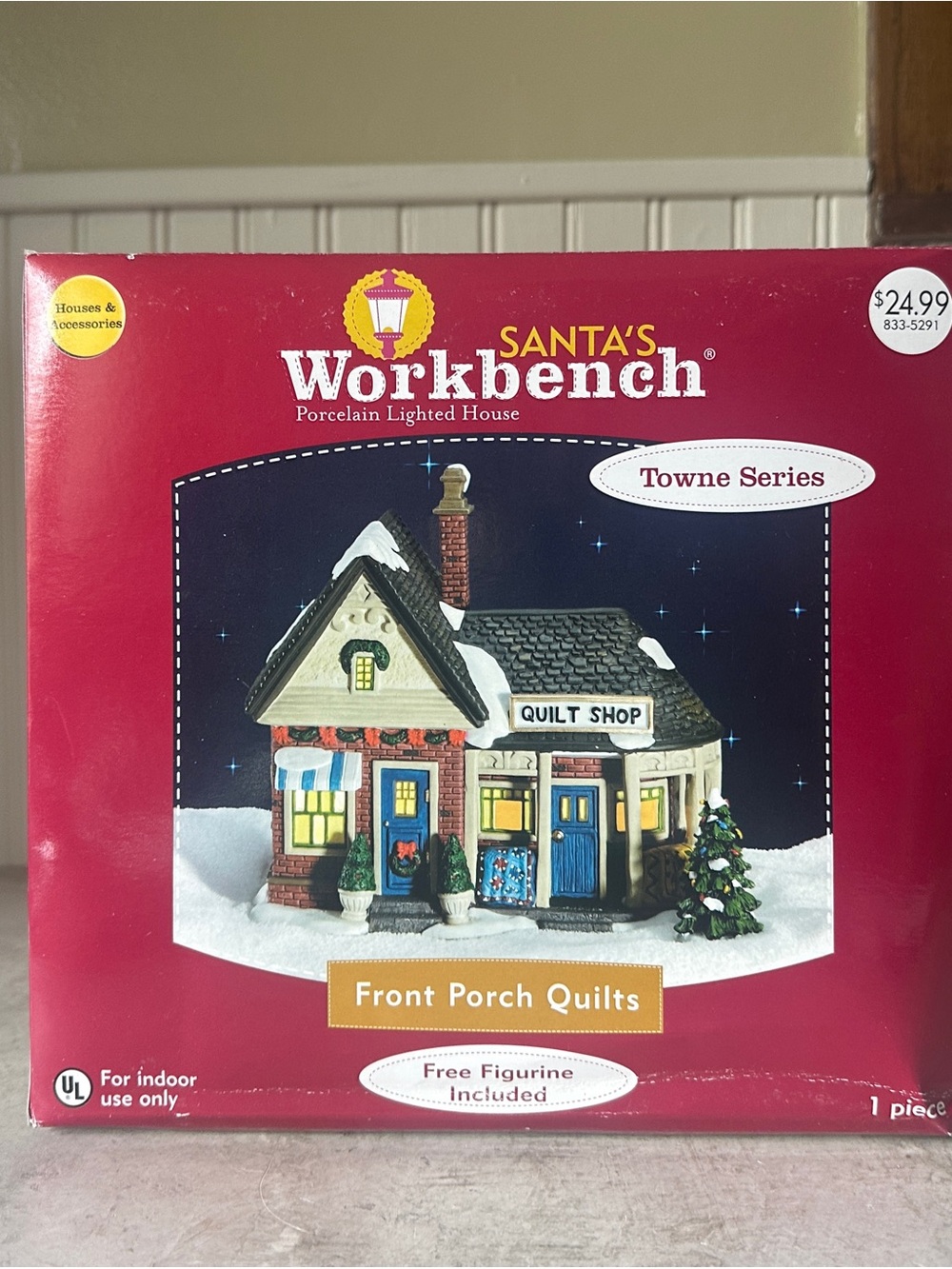 Santa's Workbench Front Porch Quilts w/ Accessory Towne Series 2006 Village